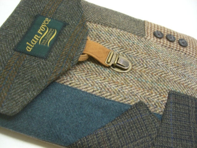 iPad case vintage green teal Eco Friendly Recycled suit coat