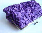 SALE Plum Ruffle Wedding Clutch Bridesmaid Gift Bag Purse by Lolis' Creations