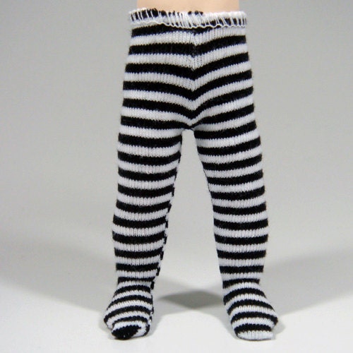 Black & White Striped Stockings for BJD Dolls Lati Yellow, PukiFee, Bobobie Nissa, Dim Silf, Lati Yellow SP, Dollk K00003B