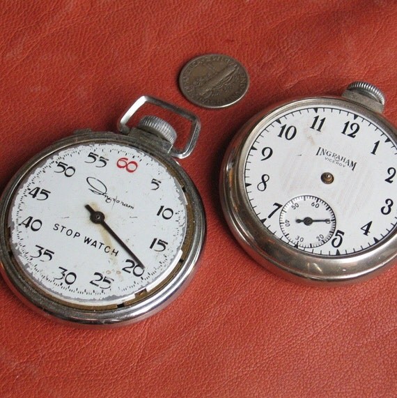 2 Vintage Ingraham Pocket watches One stop watch Lots by ArtDaily