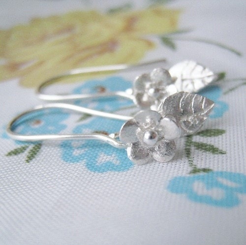 Fine silver forget-me-not earrings