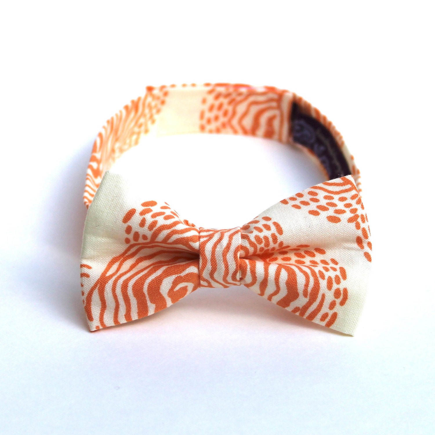 Boy's Bow Tie - Peach and Cream Poppy Print - In Stock, size 3-5