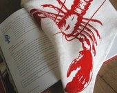 Tea Towel-Organic Linen- Lobster- Screen Printed Dish Towel