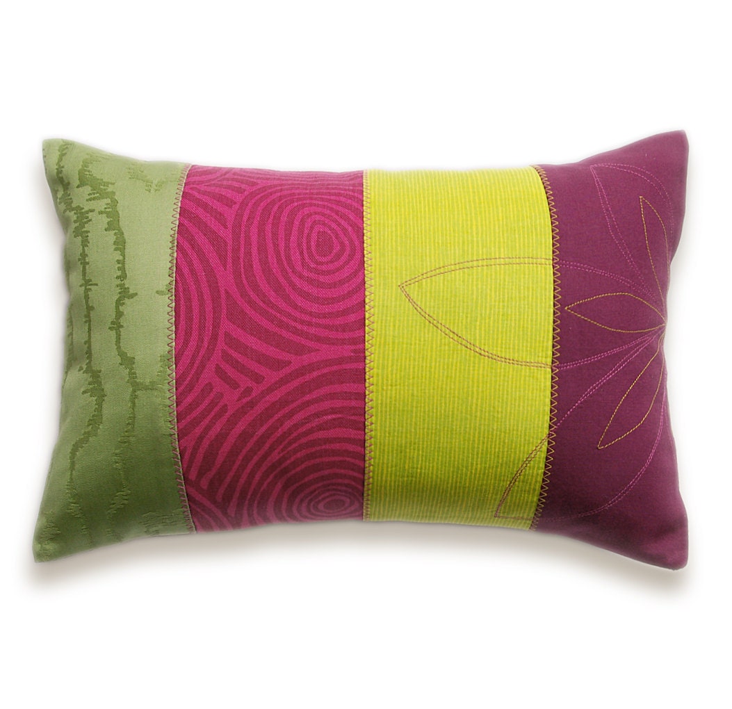 Patchwork Stripes Decorative Lumbar Pillow Cover 12x18 DHARMA DESIGN