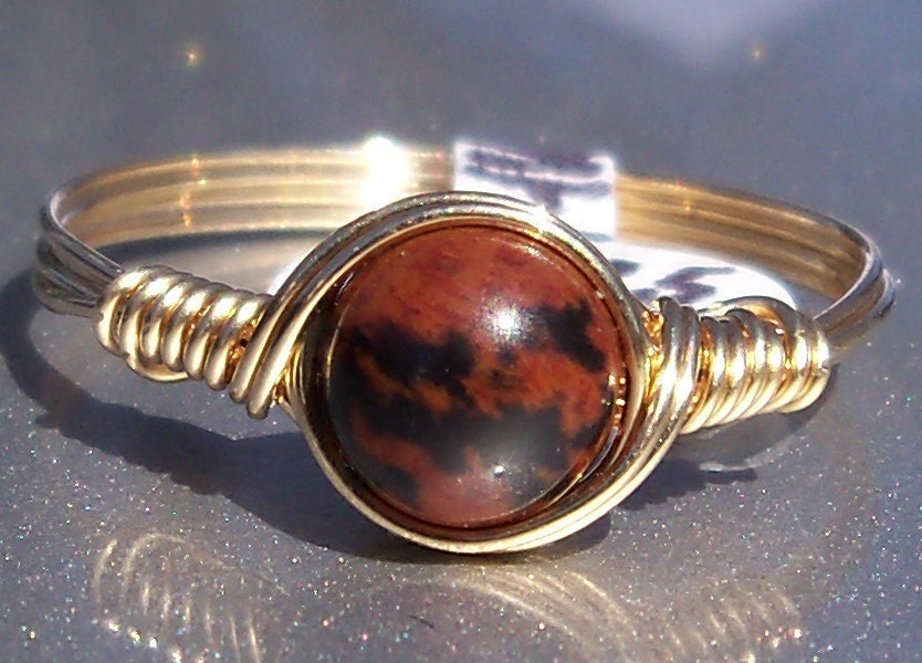 Mahogany Obsidian 14k Gold Filled Wire Wrapped Ring