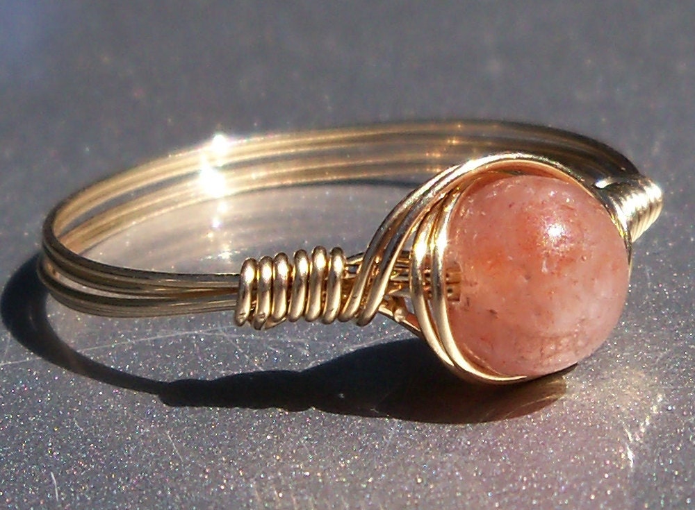 Sunstone 14k Gold Filled Wire Wrapped Ring