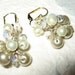 BRIDAL BRIDESMAIDS Wedding Earrings, Bauble Cluster,  Sparkling Champagne and Pearls on Ice Crystals, Hand KNIT