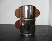 Art Deco Sugar and Creamer -- Chrome and Wood
