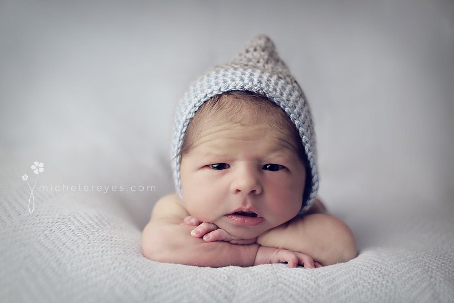 BOY or GIRL Gnome Pixie Hat with Chinstrap - Newborn size - CUSTOM Colors - Photography Prop
