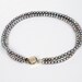 Double strand silver pearl choker with Sterling bezel pearl clasp
