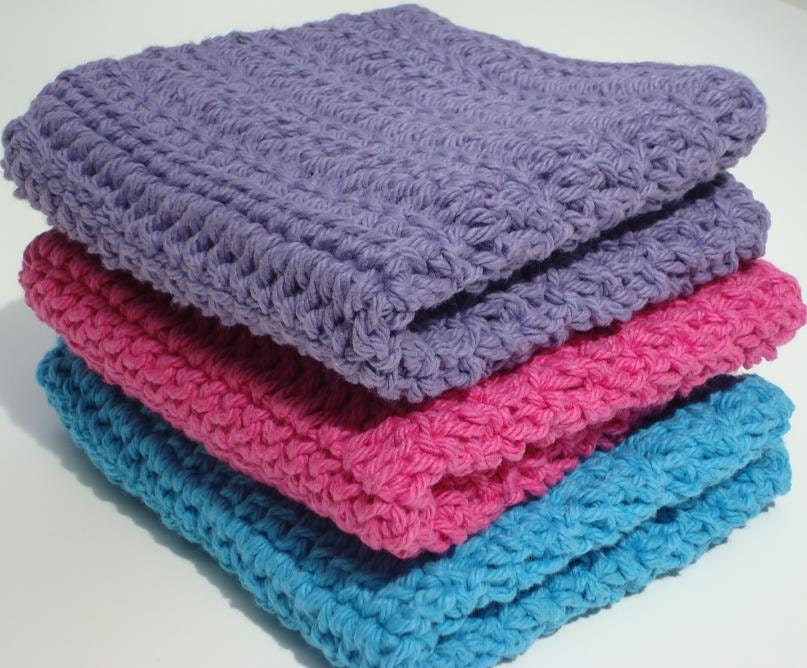 Cotton Dish Cloths: Turquoise Blue, Hot Pink, Purple Crochet Dishcloth, Dish Cloth - Kitchen, Bathroom Decoration, Linen - Ready To Ship