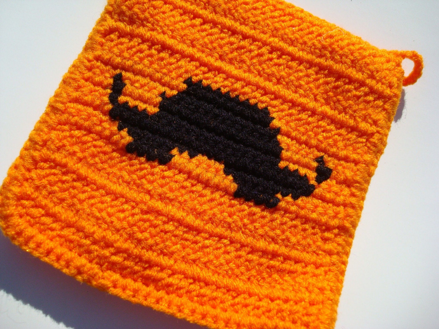 Orange Mustache Potholder