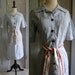 1940s Dress, 40s Blue Printed Cotton French Laundry Dress MED LG