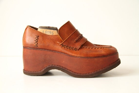 Tan Leather Disco Platforms