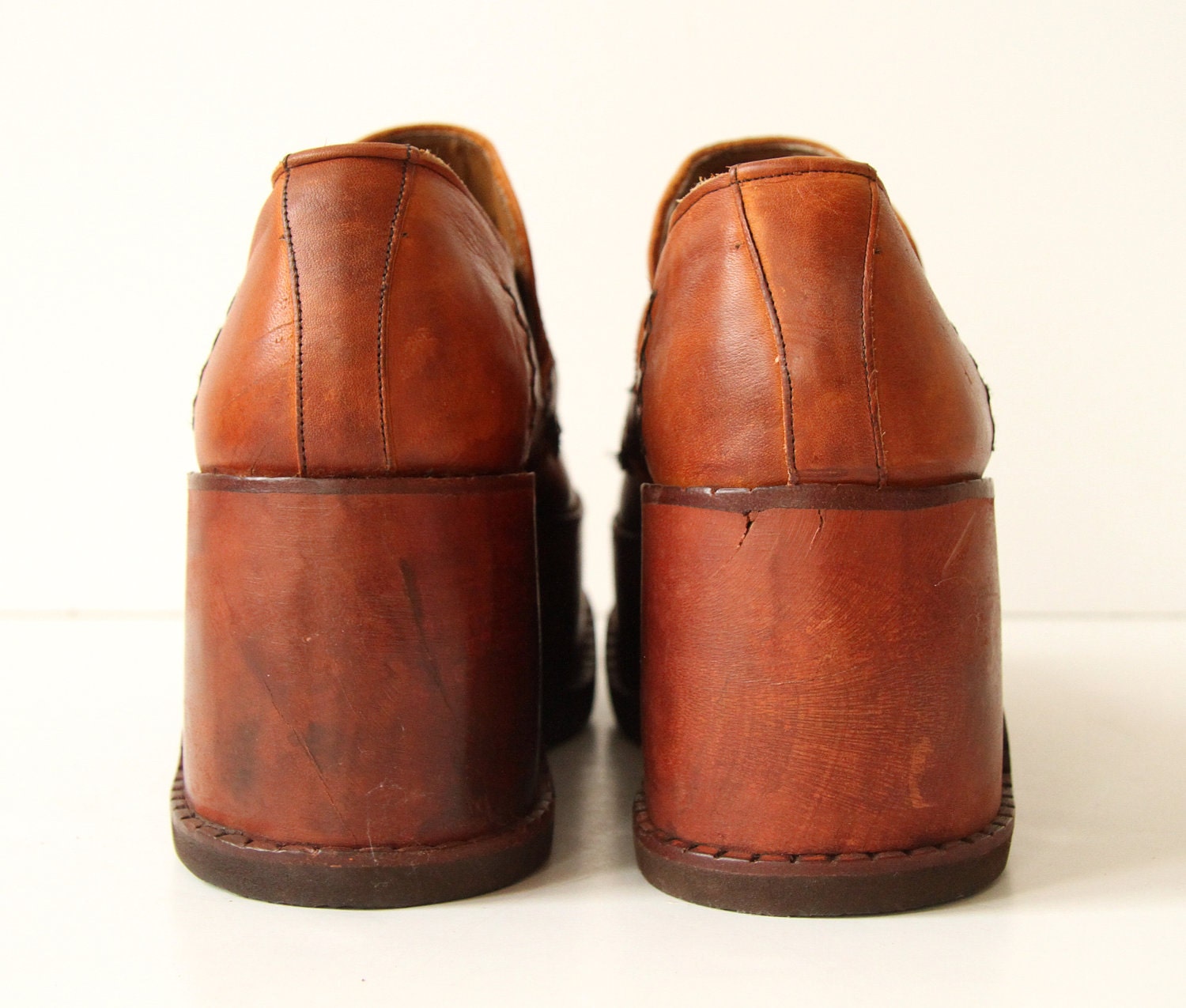 Tan Leather Disco Platforms
