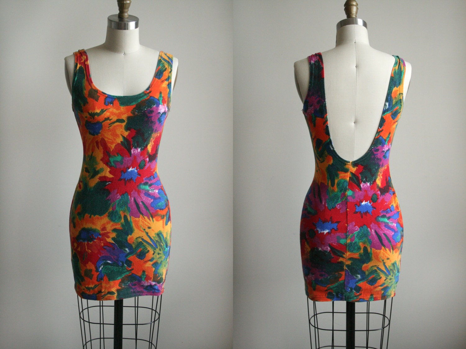 Bright Floral Bodycon Dress - Summer Dress