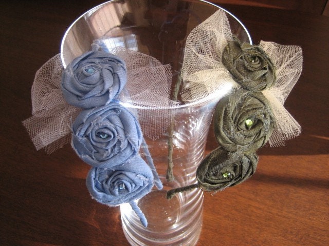 RIA Headband - Silk Dupioni Rosette Headband with Tulle