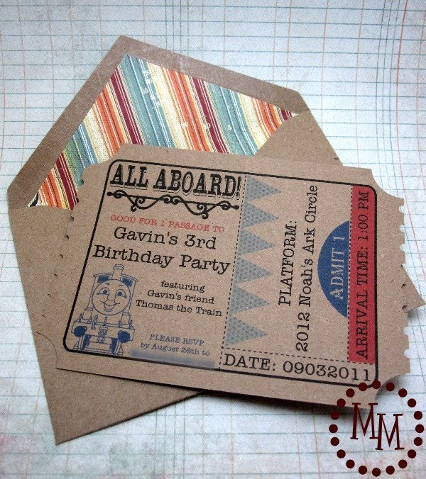 Thomas the Train Ticket Custom PRINTABLE Birthday Invitation
