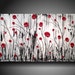 ORIGINAL Contemporary Fine Art Abstract Textured Painting modern 24 X 48 Inches ------- Awakening--- 3D poppies--red red red