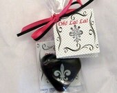 Oh La La Fleur de Lis Pizazz Purple Glass Heart