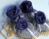 Edwardian Downton Abbey Inspired Elegant Lavender Sachet Pouches Set of 4 Adorned with Wire Ribbon Rose
