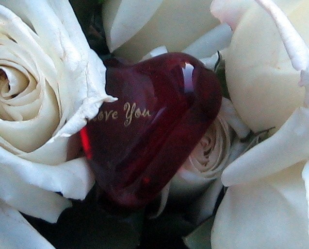 Wedding Romantic Gift Ruby Red Glass Heart for Fun Love Game 1.5x1.5x.5" 1.6oz