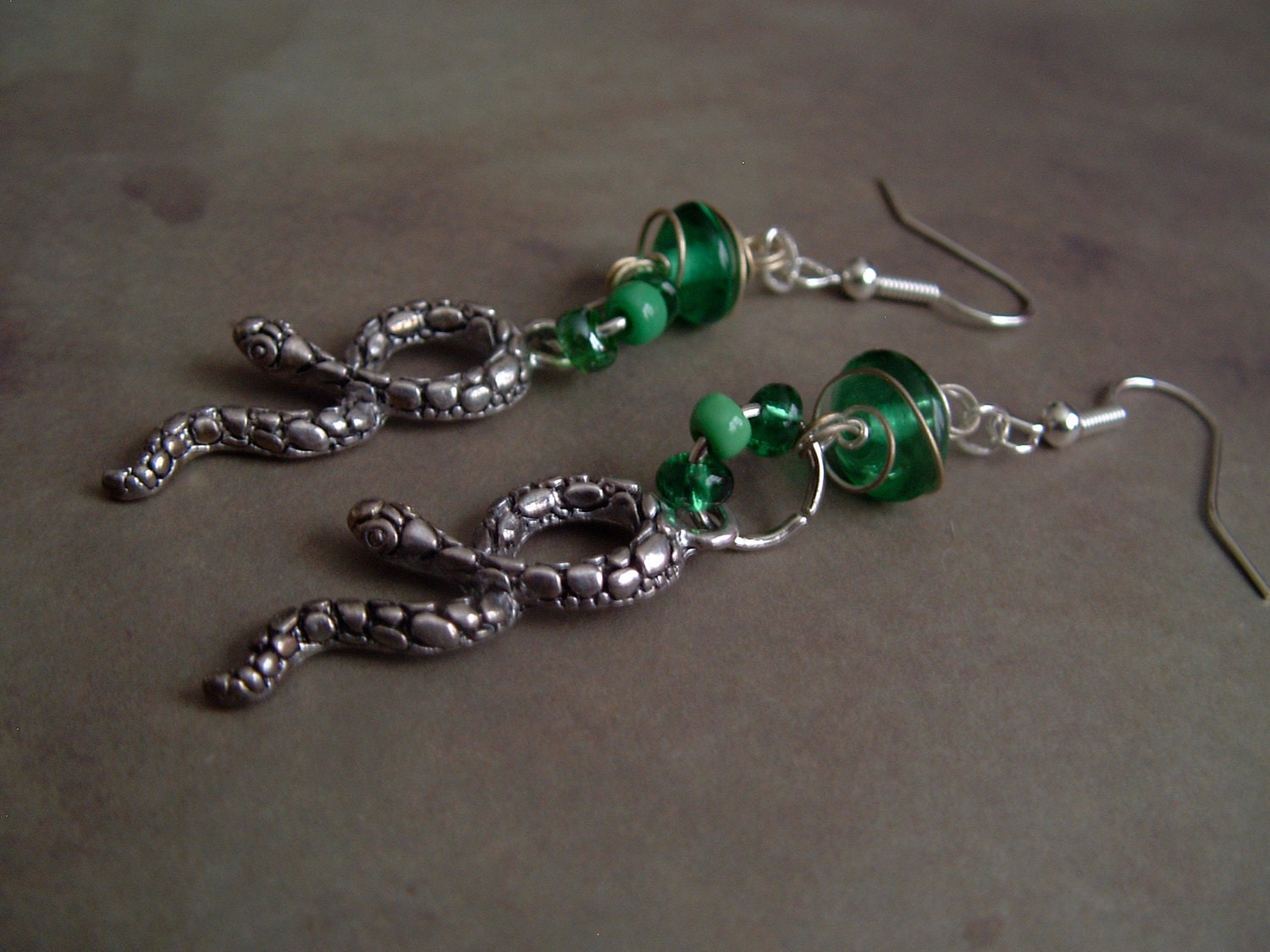 Slytherin Snake Dangle Earrings
