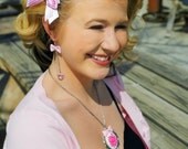 Pink Candy stripe hair bow
