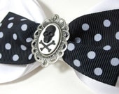 Rockabilly White Polk-dot Hair Bow