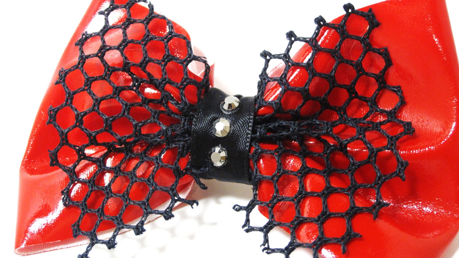 Latex Super Shiny Bright Red Hair Bow