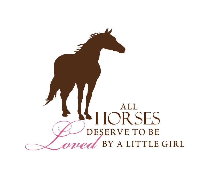 Childrens HORSE Vinyl Wall Decal- Loved by Little Girls Country Western-Large