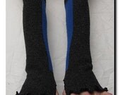 Felted Merino Wool Arm Warmers - Grey and Blue - Warm, Long, and Lovely