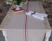 French Grainsack Style Table Runner - Red 18 x 66