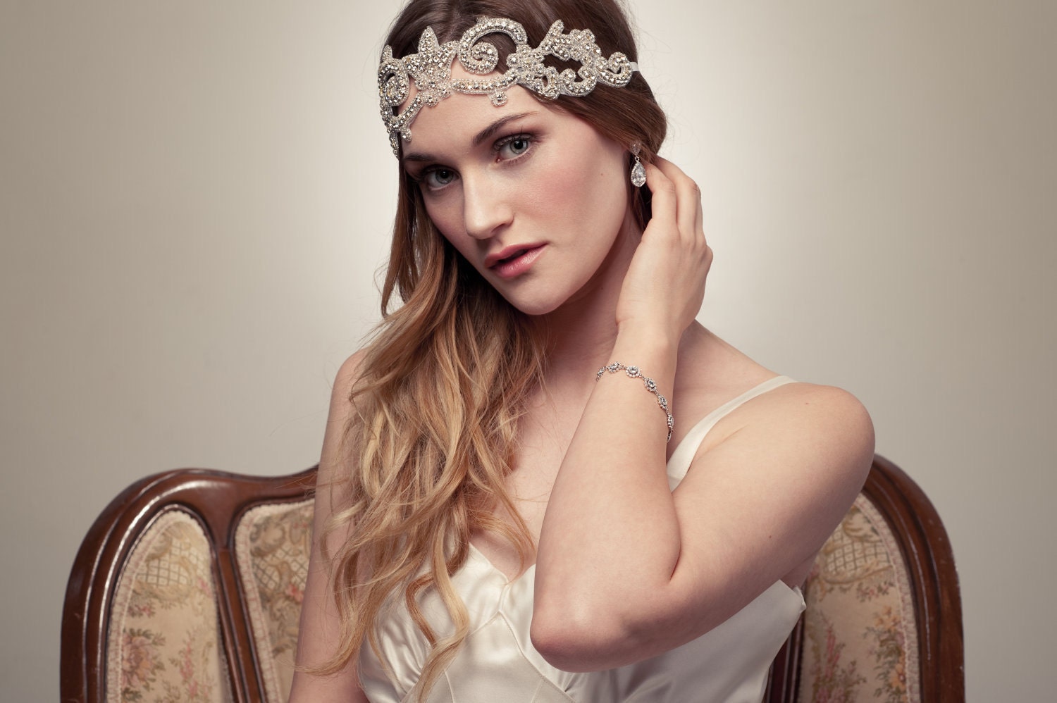Bridal Crown Headpiece - Victorian Rhinestone Halo Headband