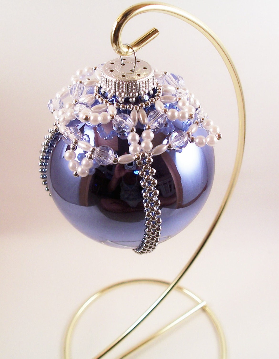 Elegant Christmas Ornament Pattern, Beading Tutorial in PDF