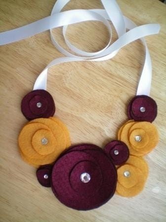 Bib Necklace...felt flower...Flower Swirl Necklace-College Edition (FSU)