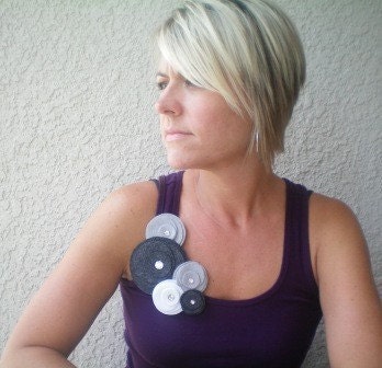 Flower Brooch...Pin...SALE/Five Flower Cluster Pin (charcoal,grey,white)