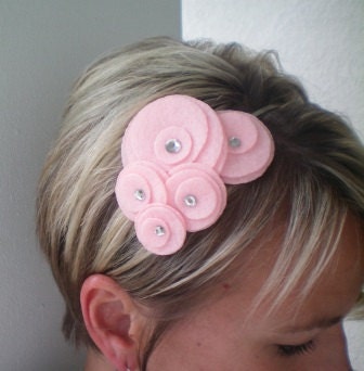 Five Flower Cluster Headband (baby pink)