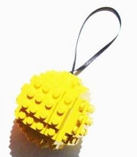 Yellow Toy Brick Christmas Ball Ornament Building Kit