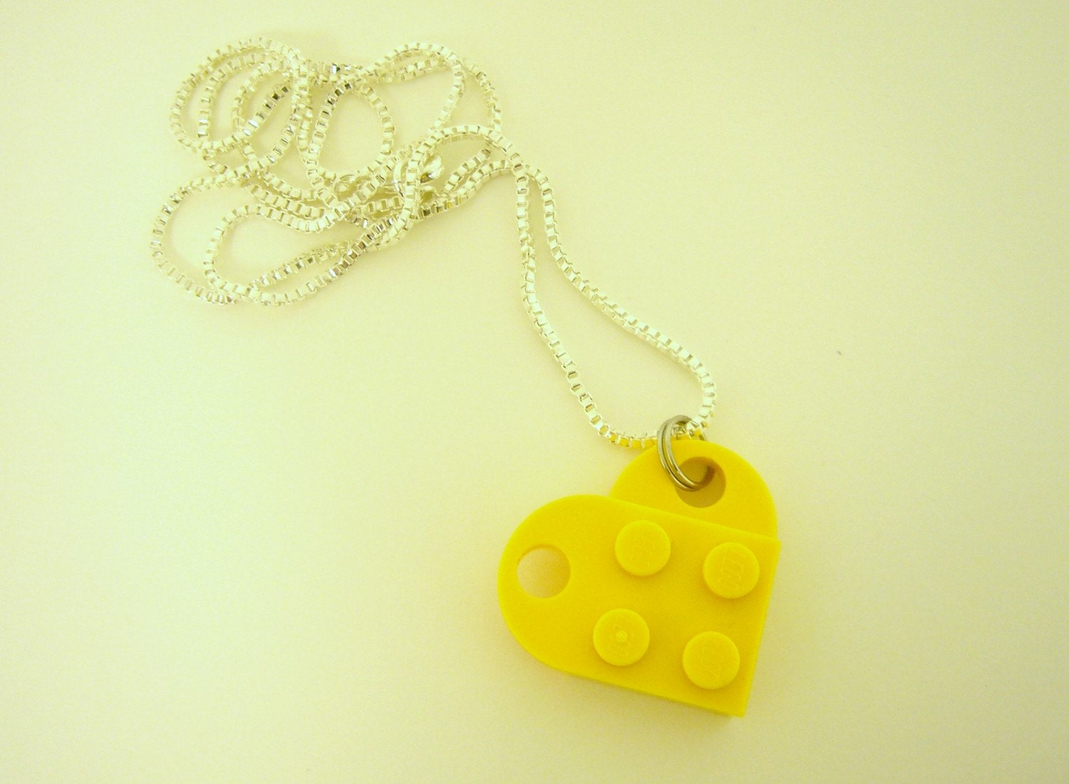 Yellow Toy Brick Heart 16" Necklace Friends Forever gift