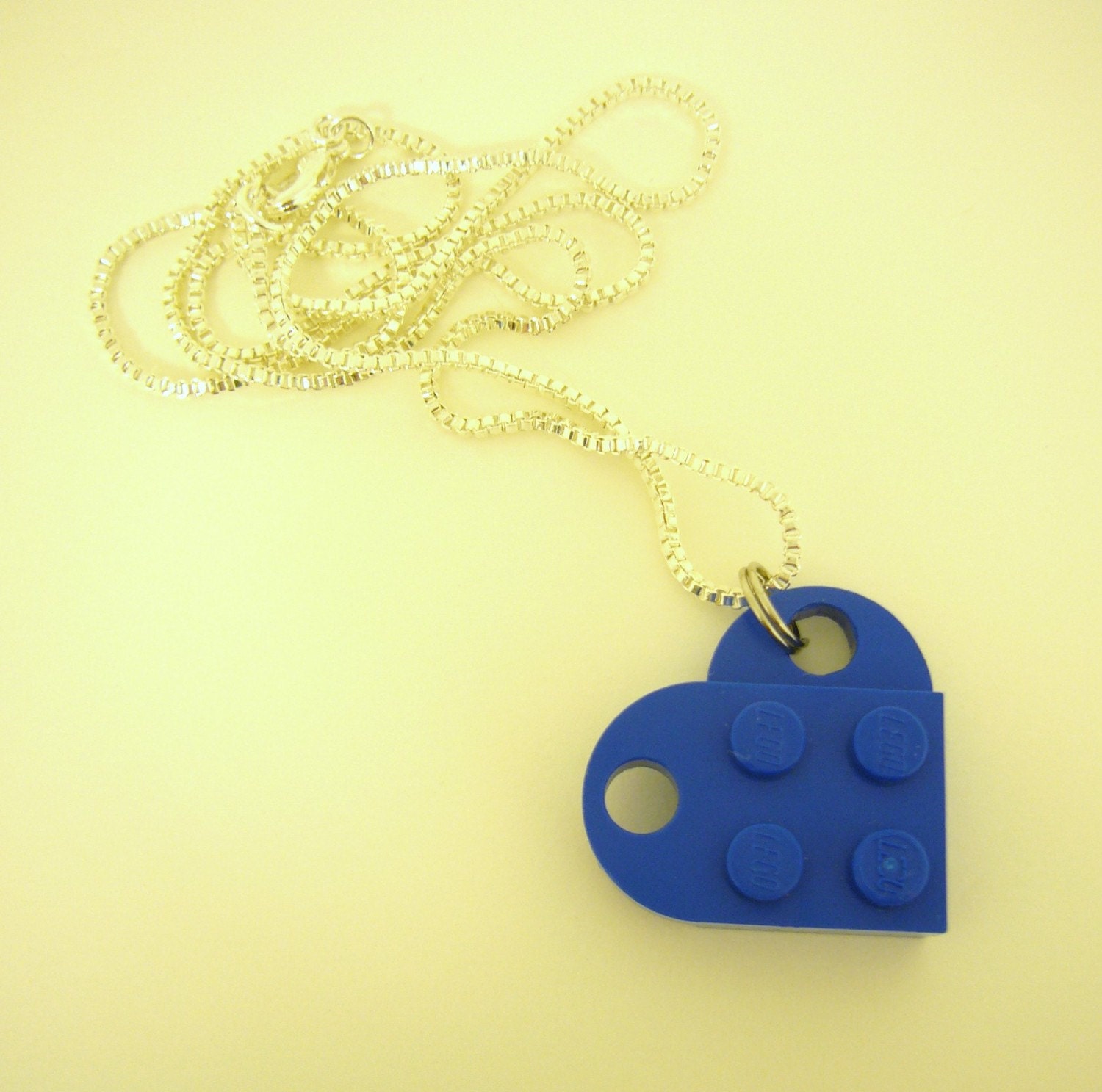 Blue Toy Brick Heart 16" Necklace Friends Forever Gift