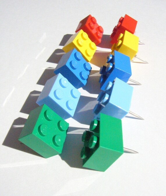 Toy Brick Thumb Tacks, set of 10