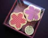 Discontinued-Traditional Japanese Style Foam Rubber Stamp- Sakura Pattern (Cherry Pattern) Set of 3