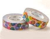 Discontinued-Japanese Washi Masking Tapes / Red and Yellow Colorful Spots for Kids Birthday Party, Gift Wrapping (15m Long, 50 percent more)