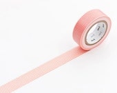 MT 2012 - Japanese Washi Masking Tape / Coral Pink Stripes for scrapbooking, packaging, party deco, card making