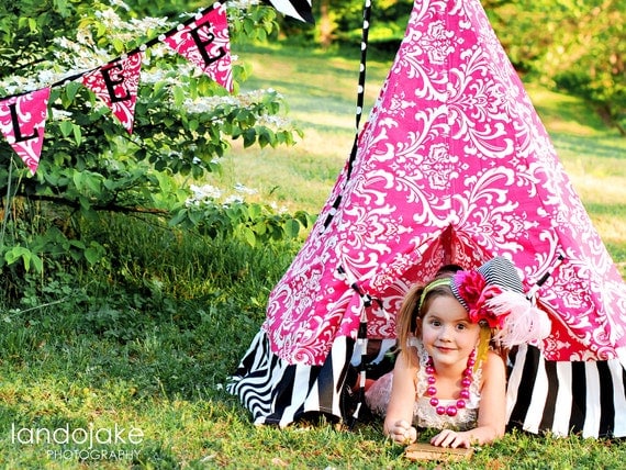 BOUTIQUE Tee Pee - The Posh Play Tent - Choose from our wide selection of DAMASKS and STRIPES