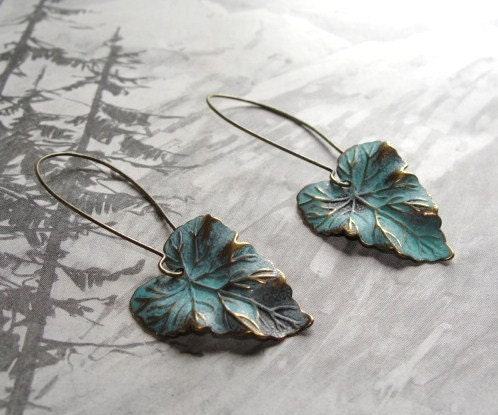 Heart shaped leaf earrings