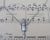 LOVE TO SING vintage style microphone necklace