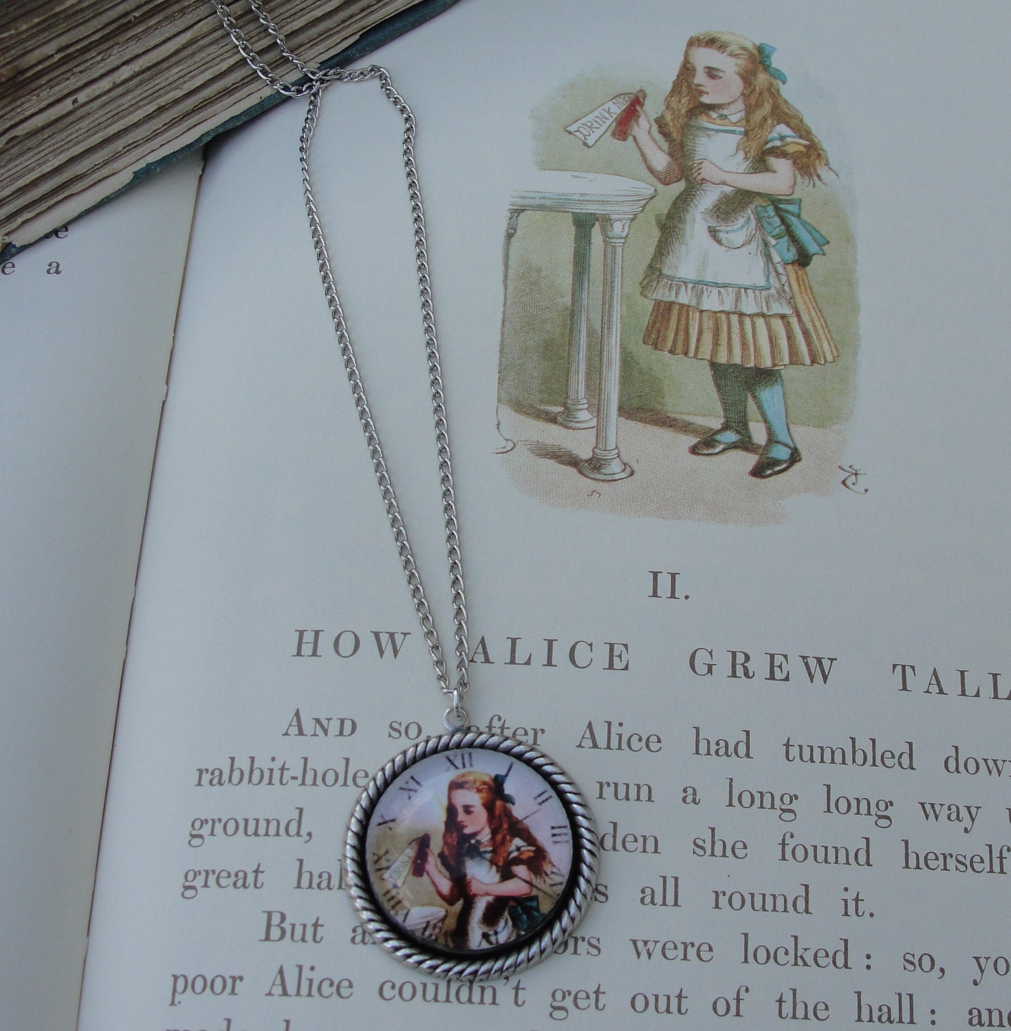 Alice In Wonderland silver necklace