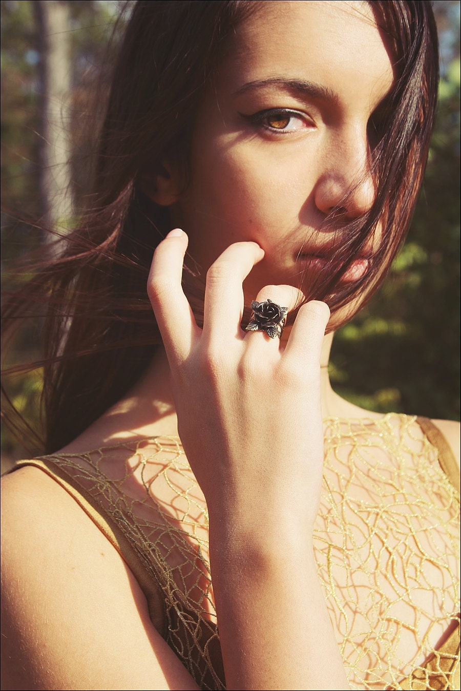 Beautiful Brass Rose Ring